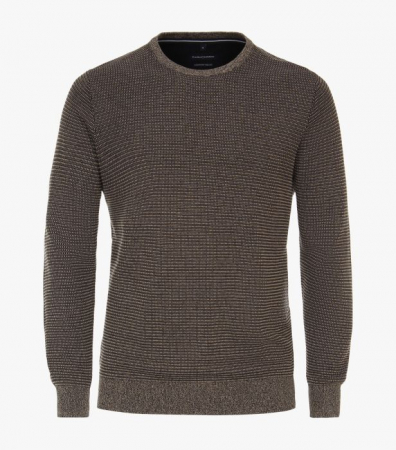 Pulovere - Pulover O Neck bumbac barbati CASA MODA structurat bej