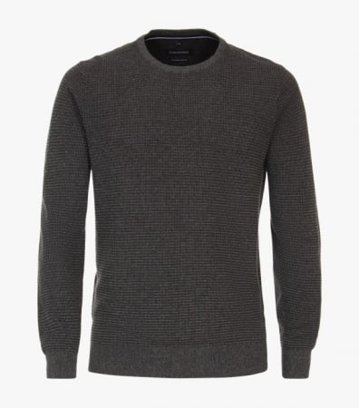 Pulovere - Pulover O Neck bumbac barbati CASA MODA structurat gri