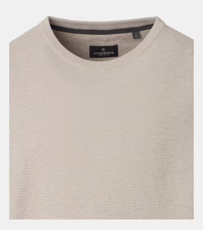 Pulover bumbac structurat O Neck barbati CASA MODA crem [2]