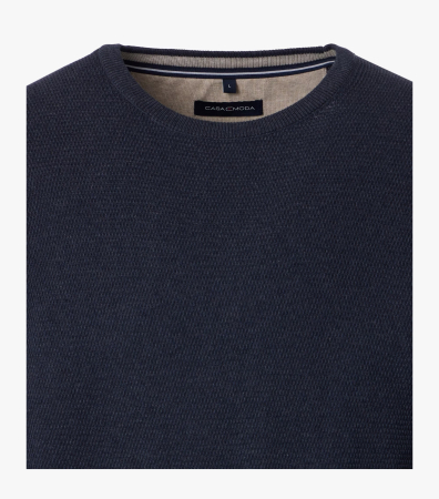 Pulover O Neck bumbac structurat CASA MODA bleumarin [2]