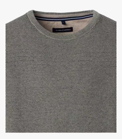 Pulover O Neck bumbac texturat barbati CASA MODA verde [2]