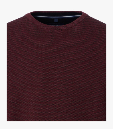 Pulover O Neck bumbac structurat CASA MODA visiniu inchis [2]