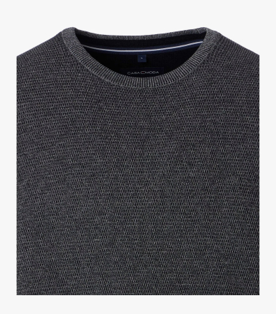 Pulover O Neck bumbac structurat CASA MODA gri [2]