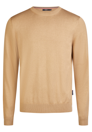 pulover cu guler rotund - Pulover guler la baza gatului modal/bumbac barbati HECHTER camel