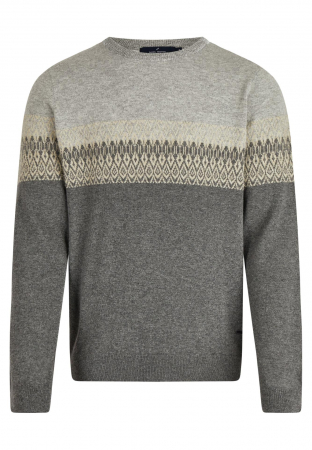 Pulovere - Pulover lana O-neck barbati DANIEL HECHTER gri design iarna