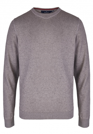 pulover cu guler rotund - Pulover O-neck bumbac/lana barbati DANIEL HECHTER maro