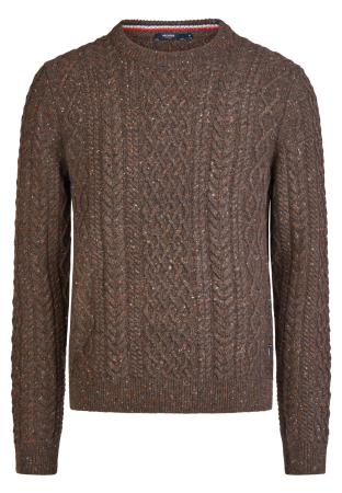 Pulovere - Pulover lana guler rotund la baza gatului barbati HECHTER maro