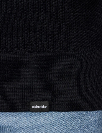 Pulover O-neck barbati merino structurat SEIDENSTICKER bleumarin [3]