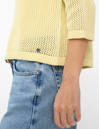 Pulover bumbac tricotat guler rotund femei BRAX NALA galben [6]