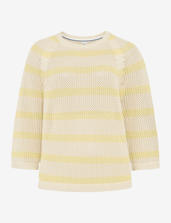 Articole femei - Pulover tricotat bumbac guler rotund femei BRAX NALA galben dungi