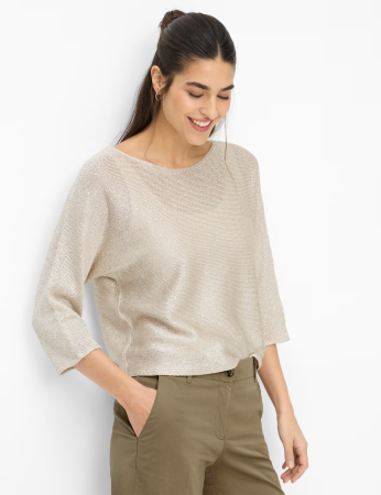 Pulover tricotat maneci 3/4 guker barca femei BRAX NALA crem [1]