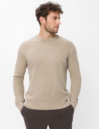 Pulover lana/casmir guler rotund barbati BRAX RICK bej [2]