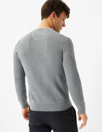 Pulover O-neck lana/bumbac barbati BRAX ROY gri [5]