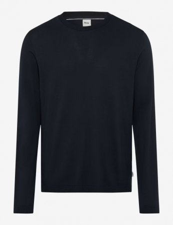 tricouri uni - Bluza O-neck bumbac/modal barbati BRAX TIMON bleumarin