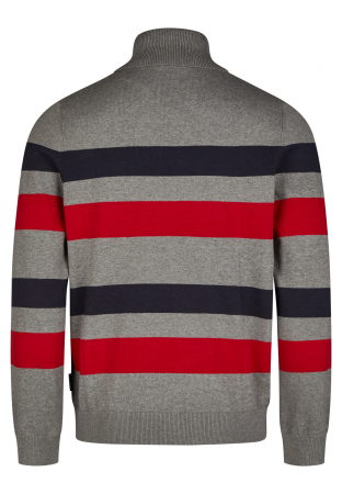 Pulover bumbac Roll Neck barbati HECHTER 65009-142804 gri dungi rosu/bleumarin [1]