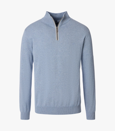 pulover troyer - Pulover troyer fermoar 1/3 bumbac barbati CASA MODA 004410 bleu
