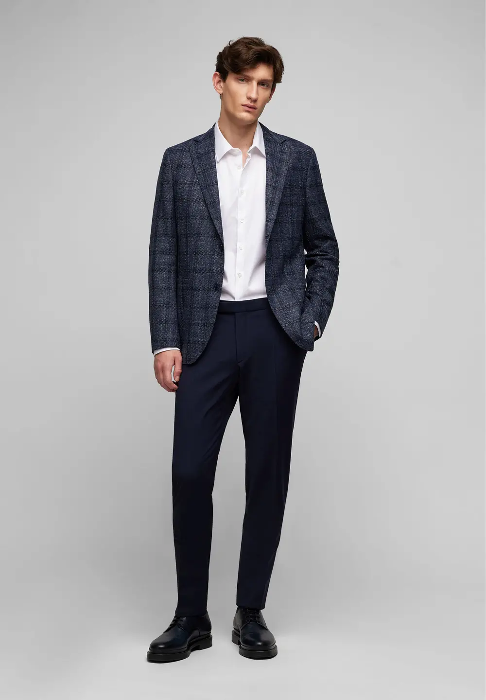 Sacou barbati HECHTER ModernFit  carouri bleumarin [5]