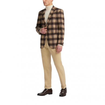Sacou barbati CARL GROSS Tedrick ModernFit carouri camel/maro [1]