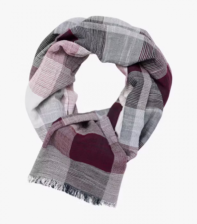 Accesorii - Esarfa subtire bumbac CASA MODA visiniu carouri