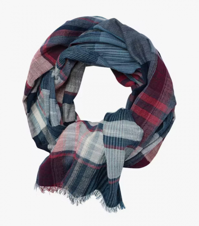 Accesorii - Esarfa subtire bumbac CASA MODA visiniu/bleumarin carouri