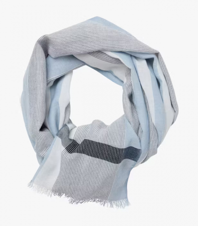 Accesorii - Esarfa subtire bumbac CASA MODA bleu/gri dungi