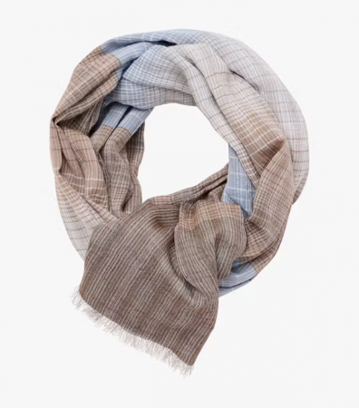 Accesorii - Esarfa subtire bumbac CASA MODA bej/bleu dungulite