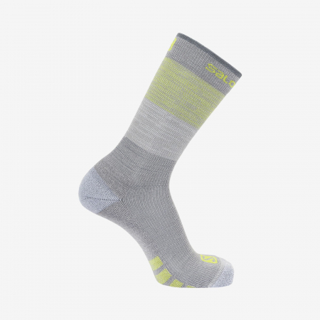 Outdoor - Sosete alergare merino unisex SALOMON PREDICT CREW DX+SX  alb/gri