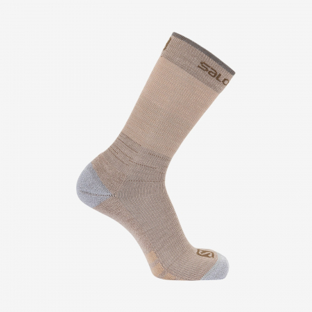 Outdoor - Sosete alergare merino unisex SALOMON PREDICT CREW DX+SX caramiziu