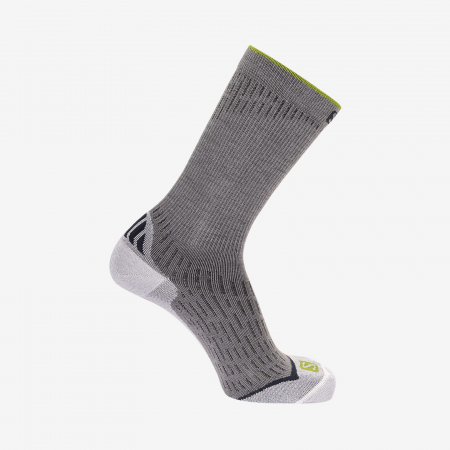 sosete sport - Sosete alergare merino unisex SALOMON ULTRA CREW DX+SX gri/alb