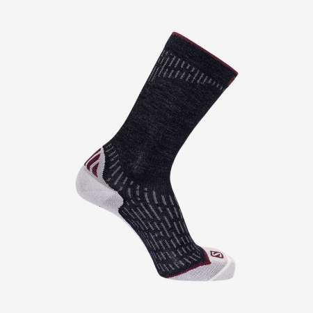 sosete sport - Sosete alergare merino unisex SALOMON ULTRA CREW DX+SX negru/alb