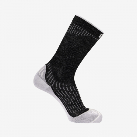 sosete sport - Sosete alergare merino unisex SALOMON ULTRA CREW DX+SX negru/gri