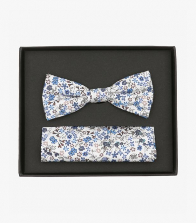 cravate papioane batiste bretele - Set papion si batista bumbac VENTI bleu
