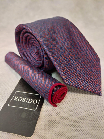 Accesorii - Set cadou cravata si batista barbati visiniu 2 tonuri