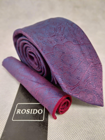 Accesorii - Set cadou cravata si batista barbati imprimeu paisley mov