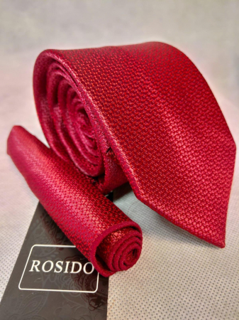 Accesorii - Set cadou cravata si batista barbati rosu structurat