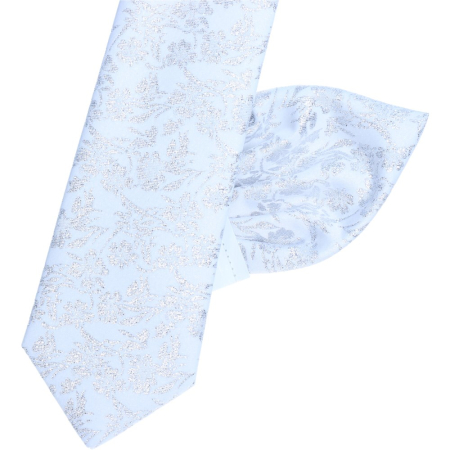 Accesorii - Set Cravata/Batista nunta LINTA alb floral