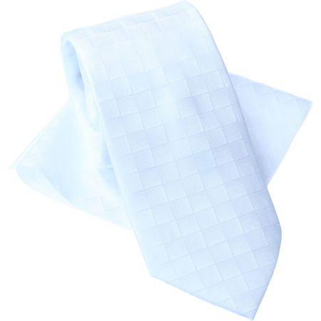 Accesorii - Set Cravata/Batista nunta LINTA alb patratele