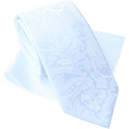 Accesorii - Set Cravata/Batista nunta LINTA alb paisley