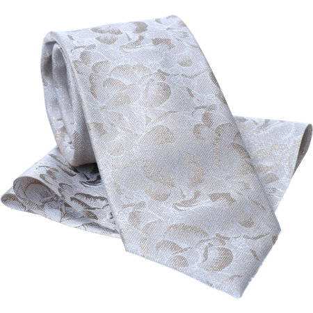 Accesorii - Set Cravata/Batista nunta LINTA crem floral