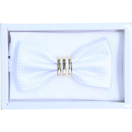 Accesorii - Set Papion/Batista nunta LINTA alb metal auriu