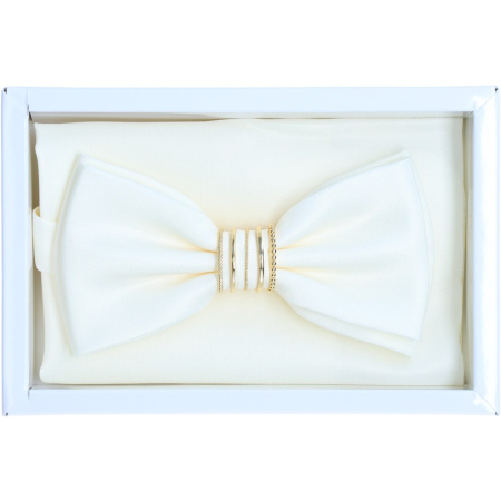 Accesorii - Set Papion/Batista nunta LINTA crem metal auriu