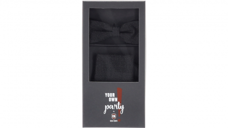cravate papioane batiste bretele - Set papion+batista CG CLUB of GENTS Pixton negru metalizat
