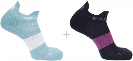 sosete sport - Set sosete alergare unisex SALOMON SENSE DX+SX 2 PACK bleu/negru