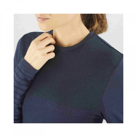 Bluza termica multisport lana femei SALOMON ESSENTIAL WOOL bleumarin [3]