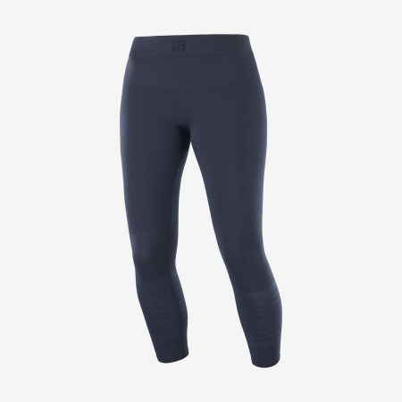 lenjerie termica - Colanti termici lana femei SALOMON ESSENTIAL WOOL bleumarin