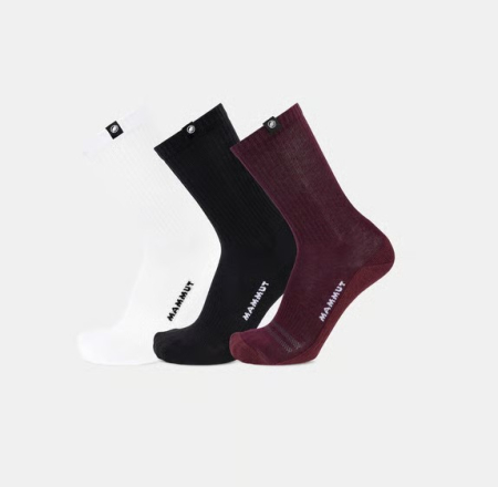 sosete sport - Set 3 perechi sosete bumbac barbati MAMMUT everyday alb-visiniu-negru
