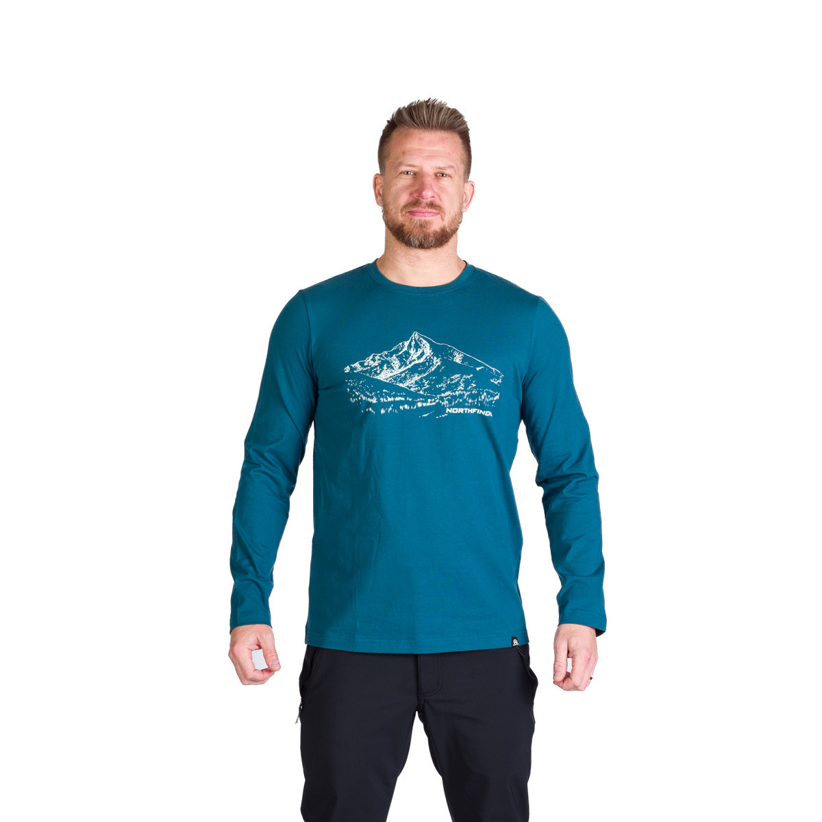 Tricouri - Bluza bumbac barbati NORTHFINDER Thornton turcoaz  imprimeu montan