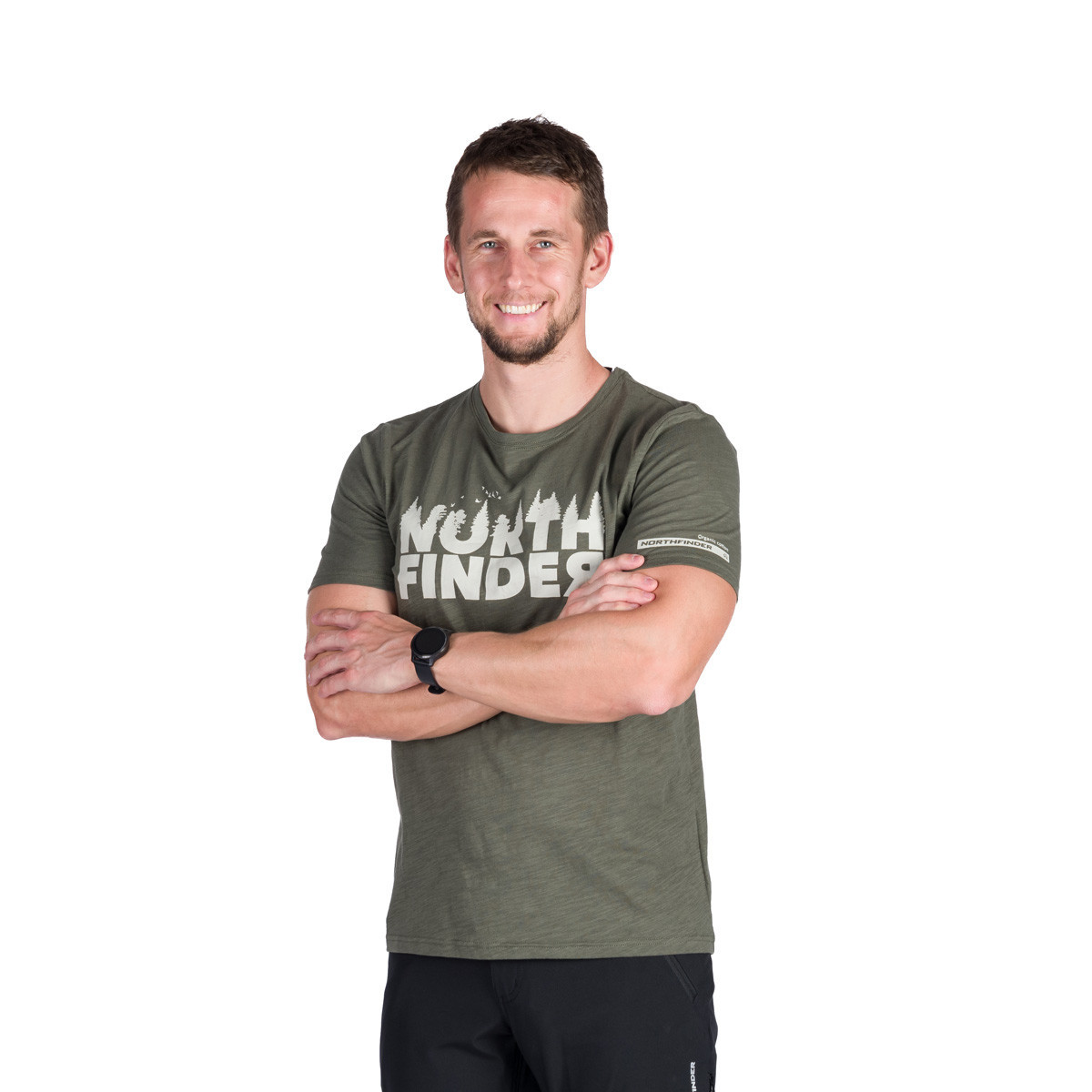 Outdoor - Tricou outdoor bumbac organic slub barbati NORTHFINDER JOSEF kaki logo
