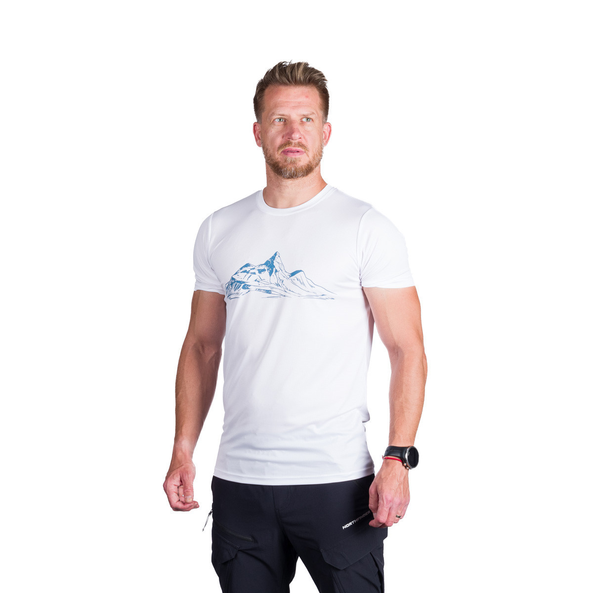 Outdoor - Tricou tehnic multisport barbati NORTHFINDER NICLAS alb print montan