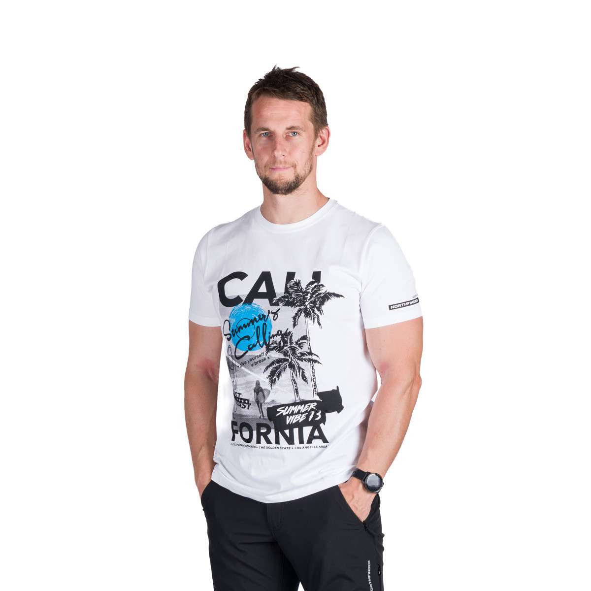 Outdoor - Tricou sport bărbați bumbac organic NORTHFINDER JANNICK alb California